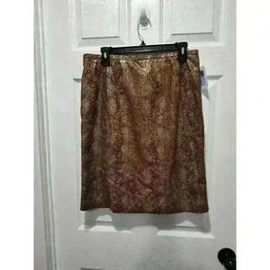 Harve Benard Vintage Faux Brown Snake Skin Pencil‎ Skirt NWOT Lined Size 14